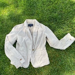 XS Y2K Banana Republic cream corduroy blazer.